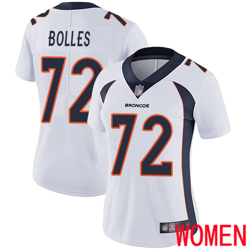 Women Denver Broncos #72 Garett Bolles White Vapor Untouchable Limited Player Football NFL Jersey->youth nfl jersey->Youth Jersey